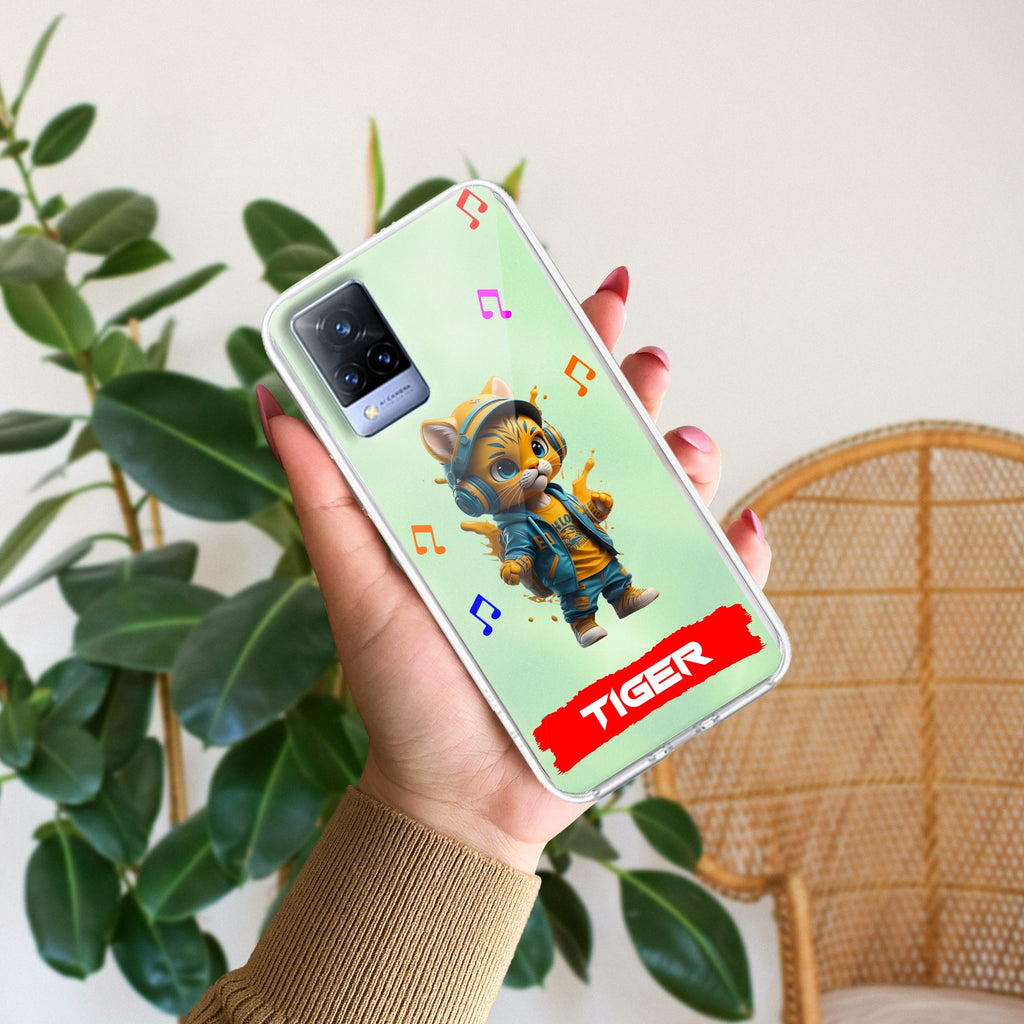Music Cat Customize Transparent Silicon Case For Vivo V21 5G