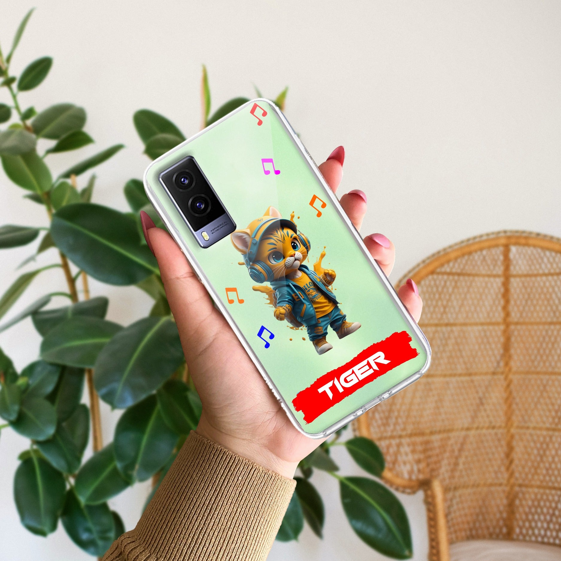 Music Cat Customize Transparent Silicon Case For Vivo V21e 5G