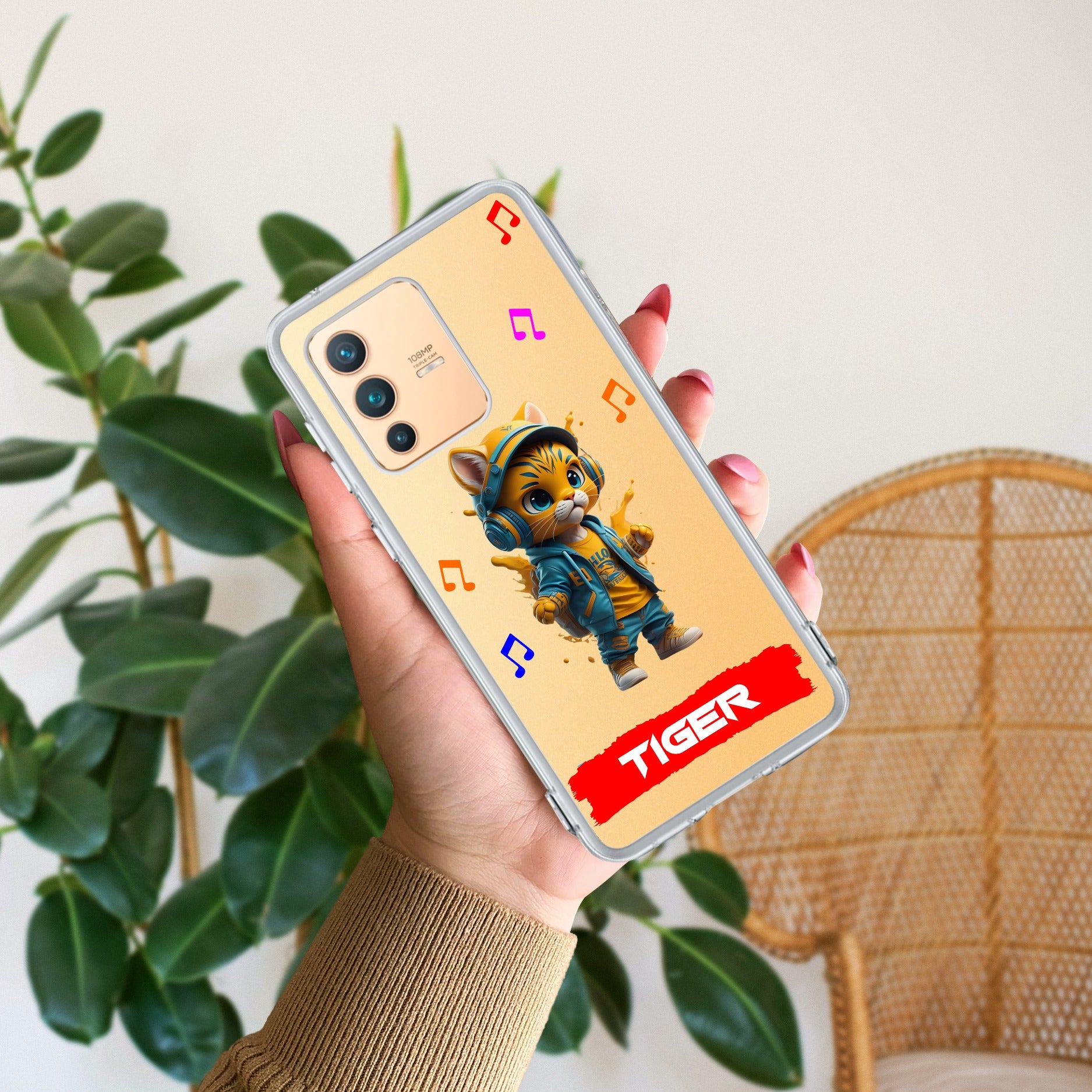 Music Cat Customize Transparent Silicon Case For Vivo V23 5G