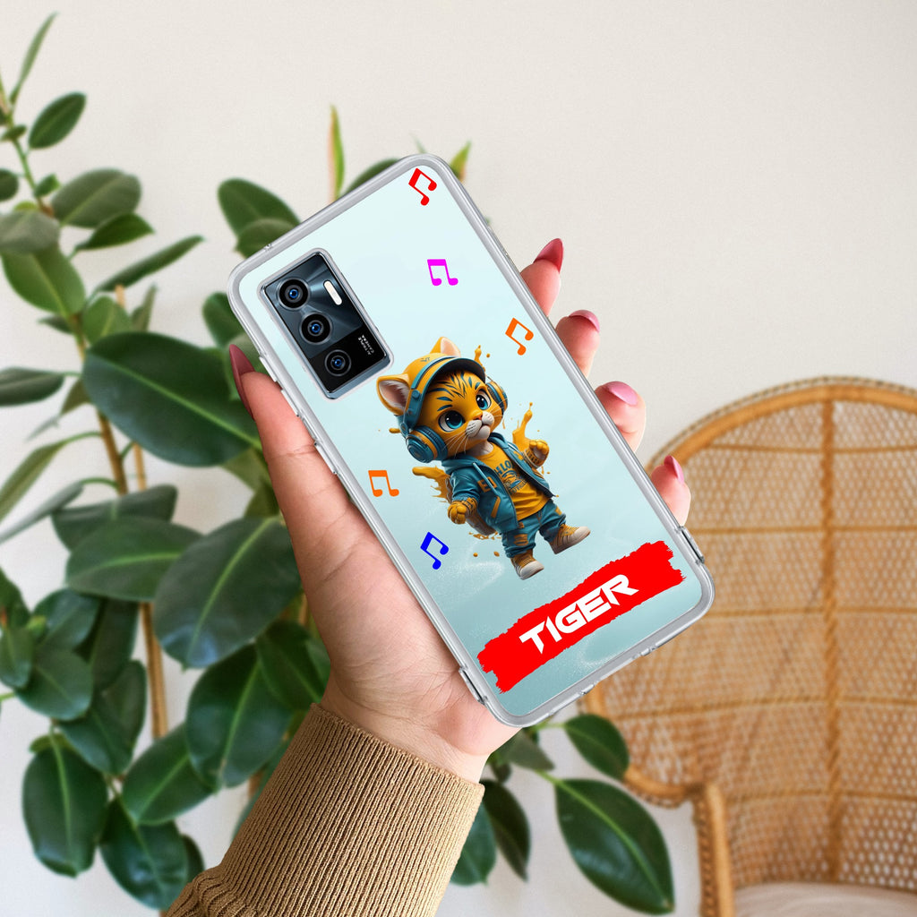 Music Cat Customize Transparent Silicon Case For Vivo V23E