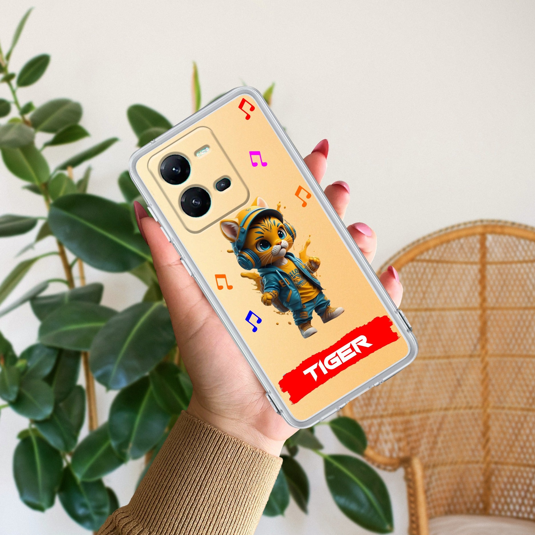 Music Cat Customize Transparent Silicon Case For Vivo V25