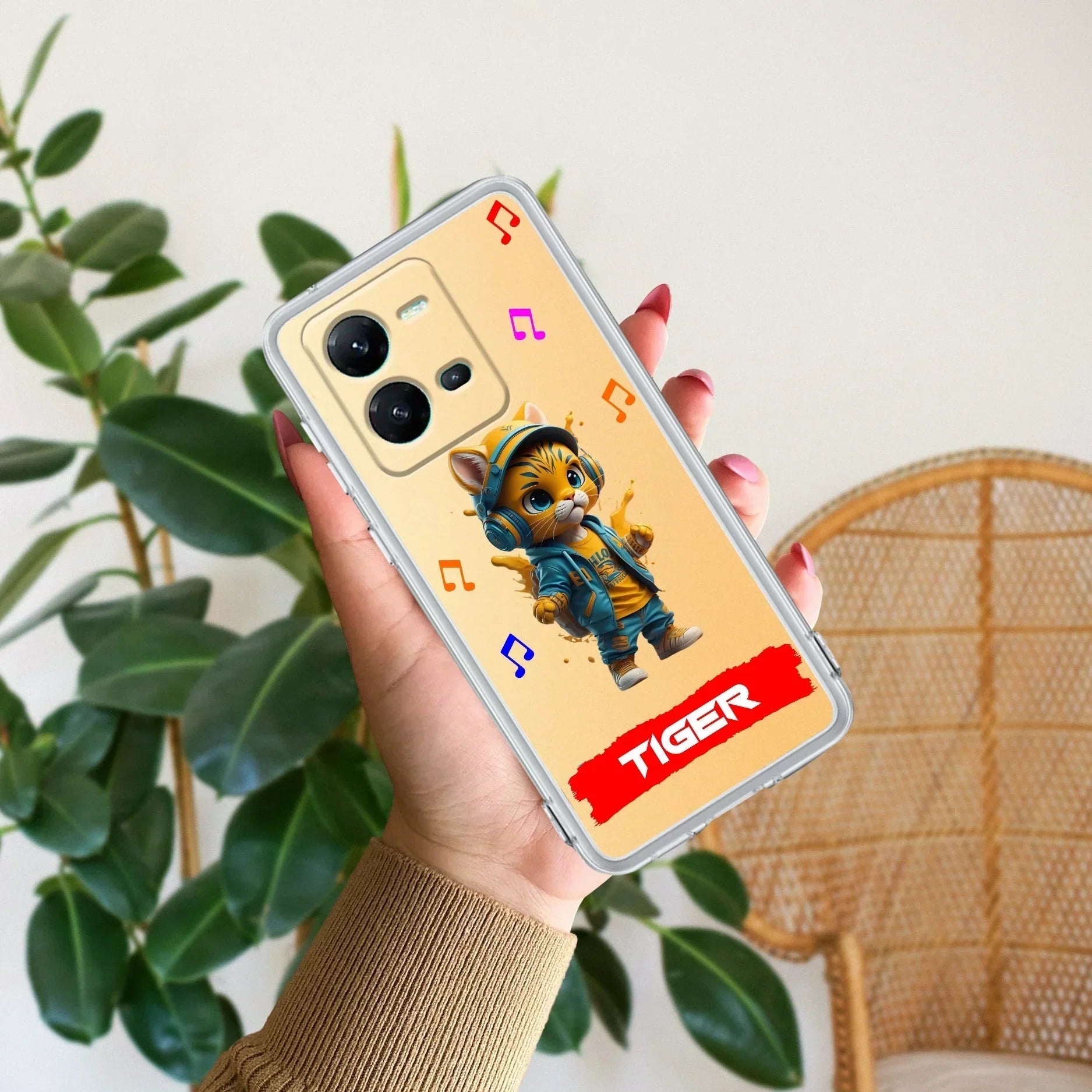 Music Cat Customize Transparent Silicon Case For Vivo V27 5G / Vivo V27 Pro 5G
