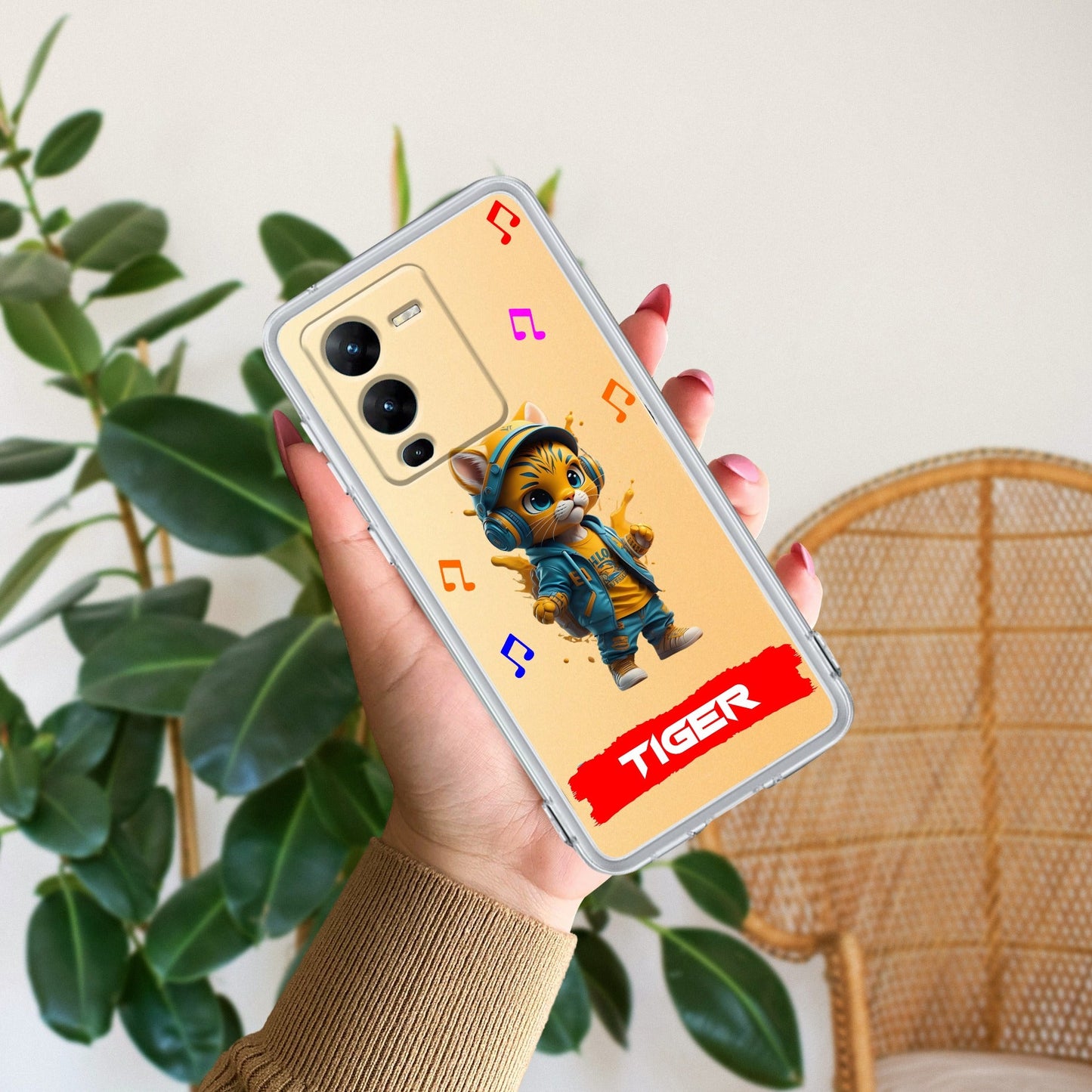 Music Cat Customize Transparent Silicon Case For Vivo