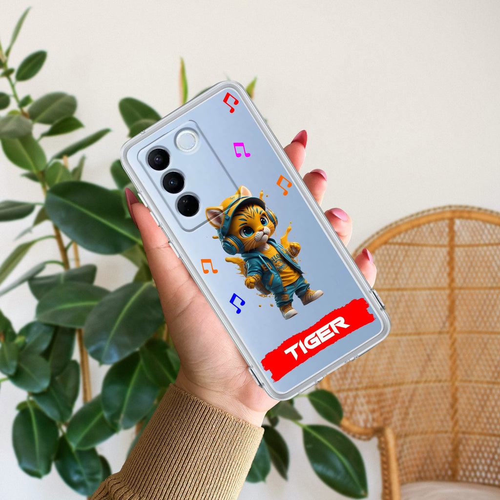 Music Cat Customize Anti Yellow Case For Vivo V27 Pro 5G