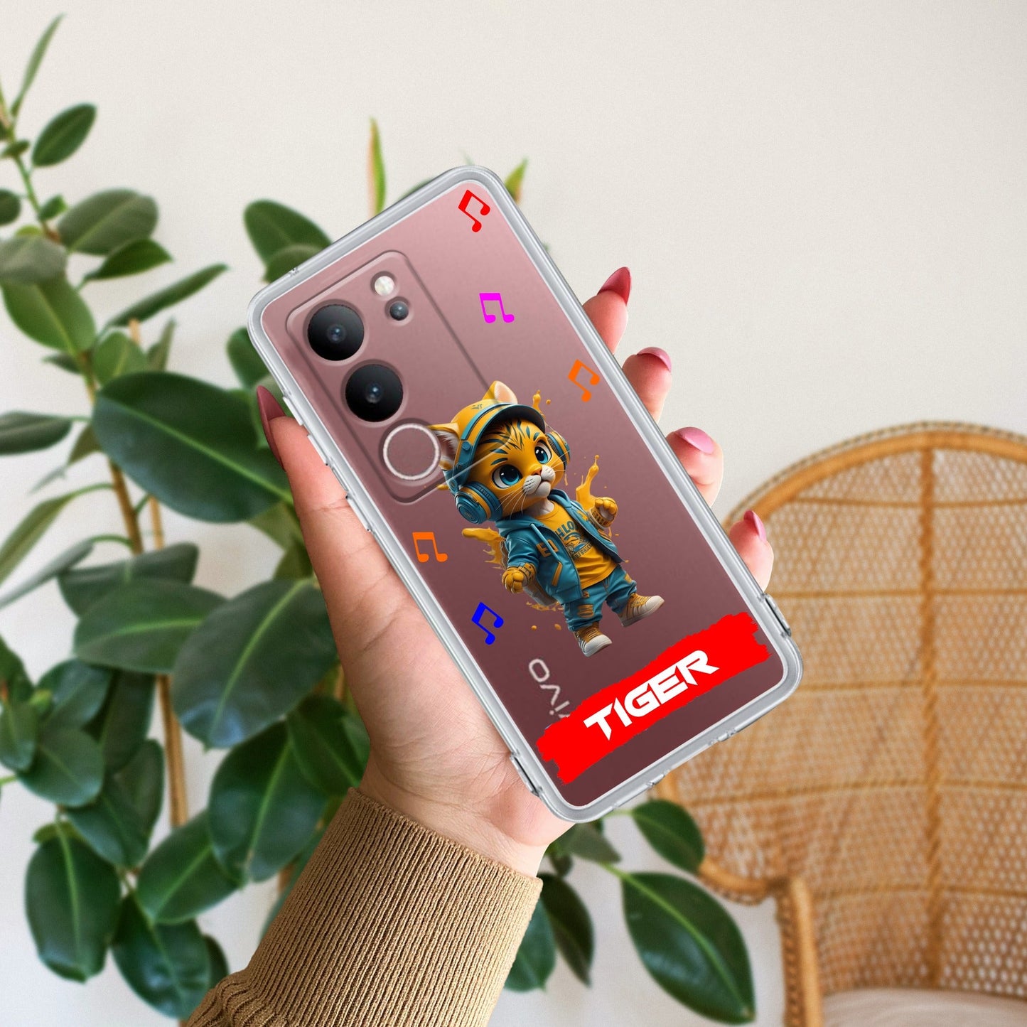 Music Cat Customize Transparent Silicon Case For Vivo