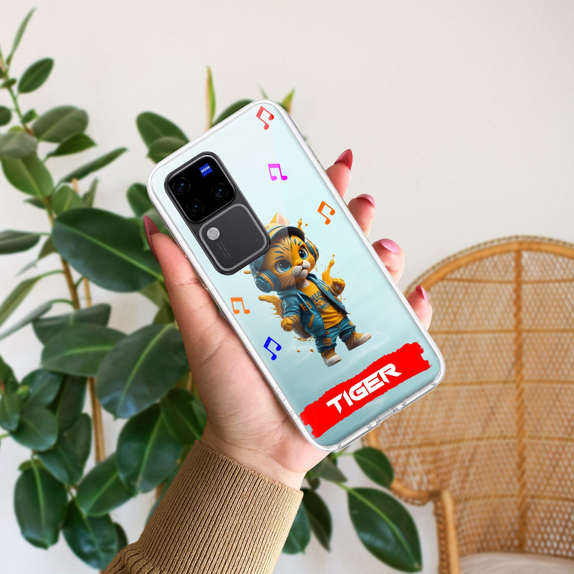 Music Cat Customize Transparent Silicon Case For Vivo V30 Pro 5G