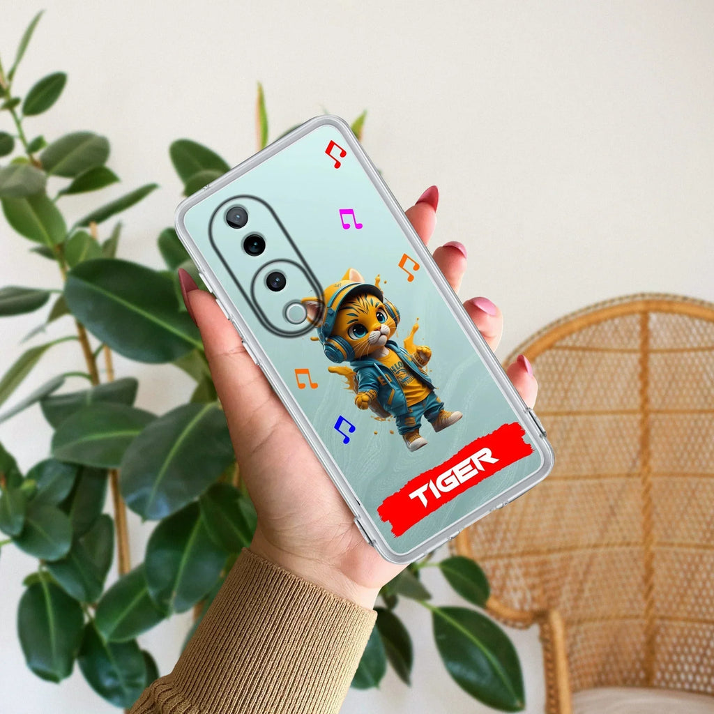 Music Cat Customize Transparent Silicon Case For Vivo Y200 Pro 5G