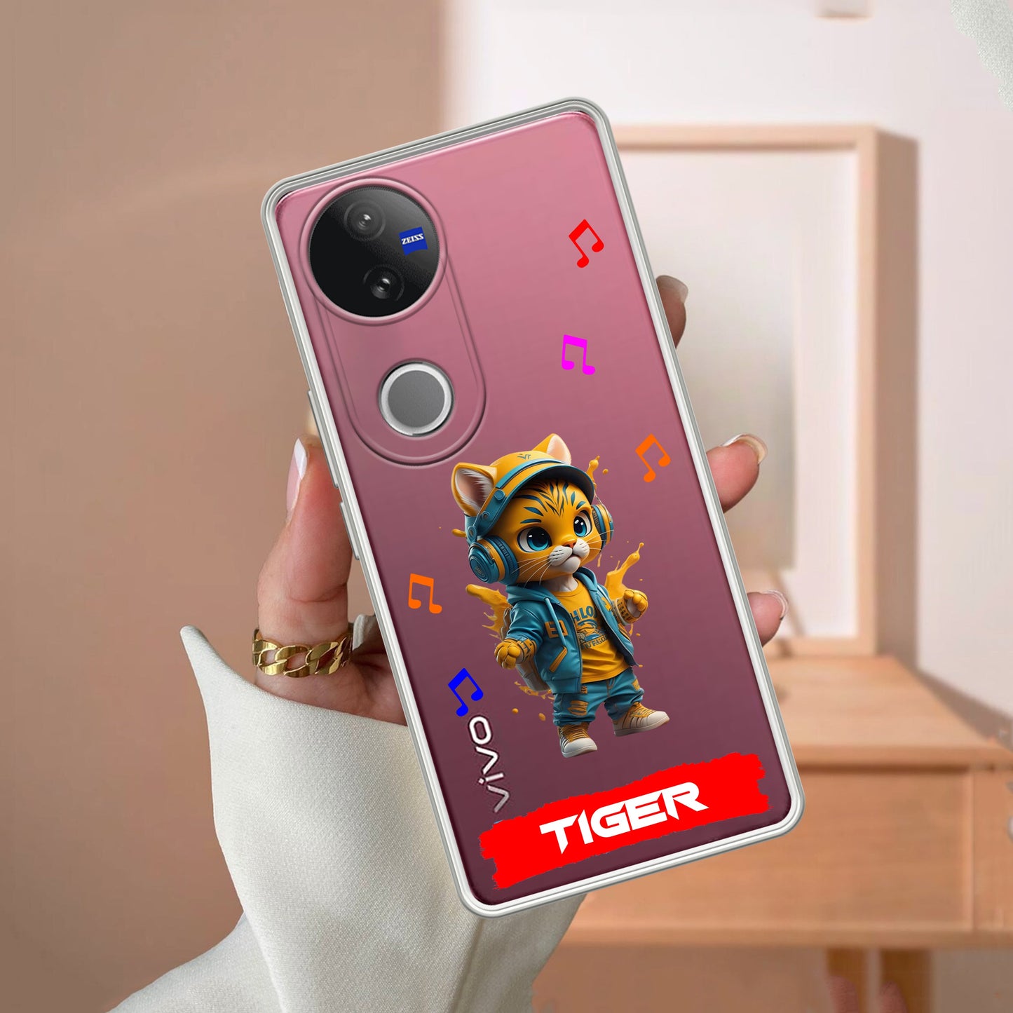 Music Cat Customize Transparent Silicon Case For Vivo