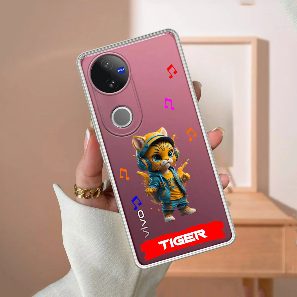 Music Cat Customize Transparent Silicon Case For Vivo Y58 5G