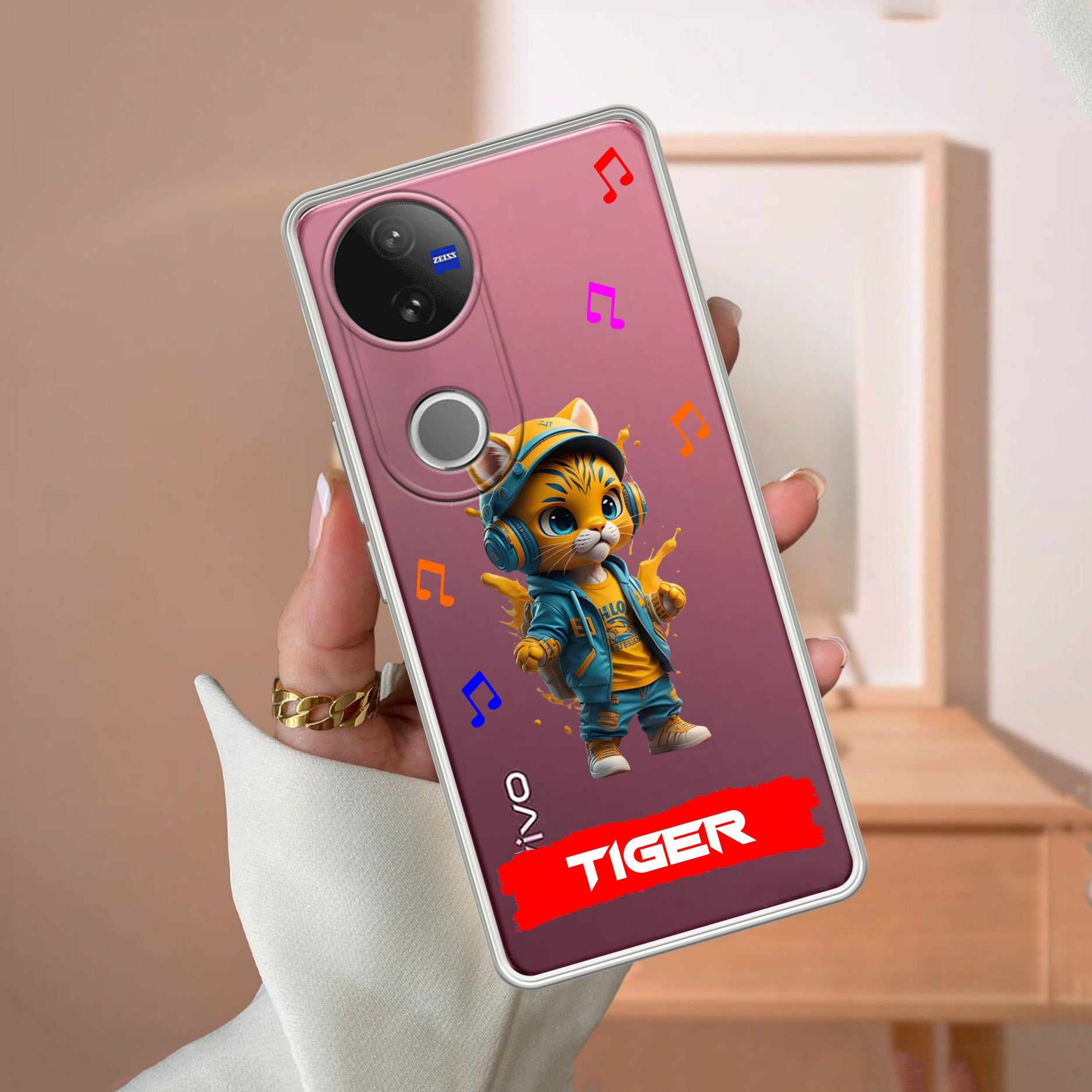 Music Cat Customize Transparent Silicon Case For Vivo V50 5G