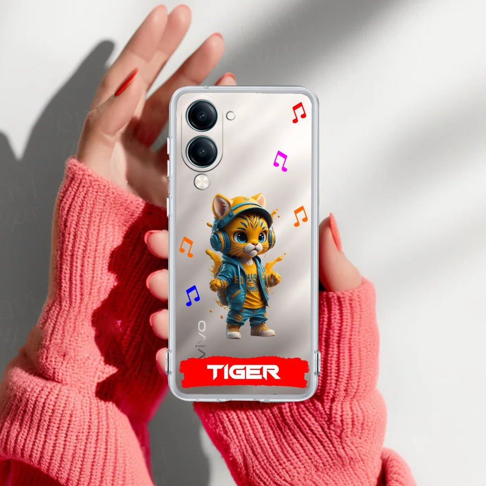 Music Cat Customize Transparent Silicon Case For Vivo