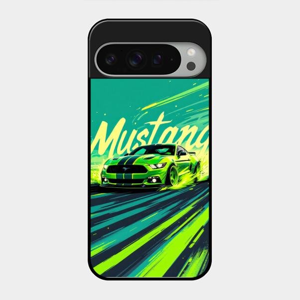 Mustang Super Sports Car Glass Case Cover For Google Pixel 9 Pro Xl