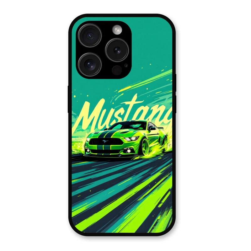Mustang Super Sports Car Glass Case Cover For iPhone 15 Pro