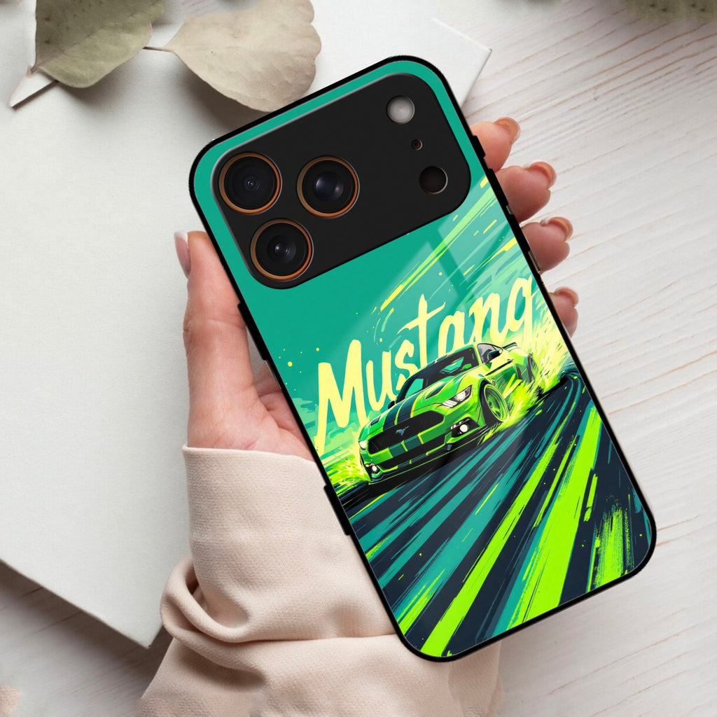 Mustang Super Sports Car Glass Case Cover For iPhone 17 Pro