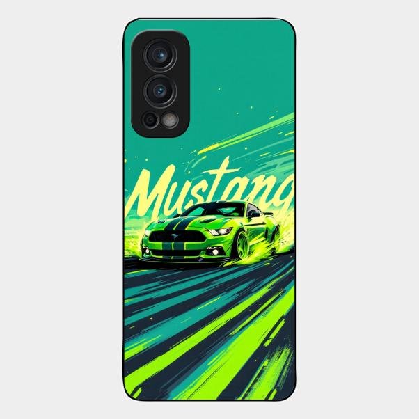 Mustang Super Sports Car Glass Case Cover For Oneplus Nord 2 5G