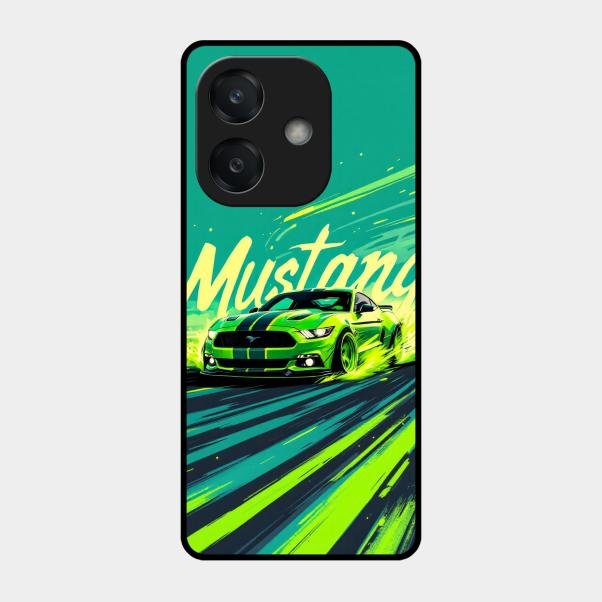 Mustang Super Sports Car Glass Case Cover For Oppo A3X 5G