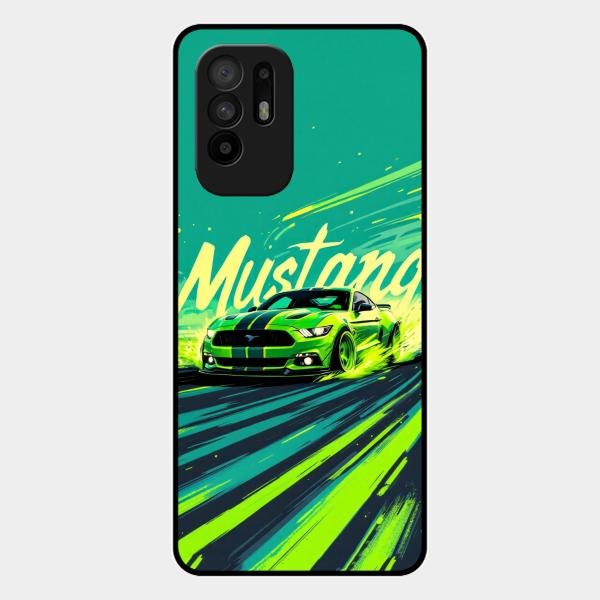 Mustang Super Sports Car Glass Case Cover For Oppo F19 Pro Plus 5G