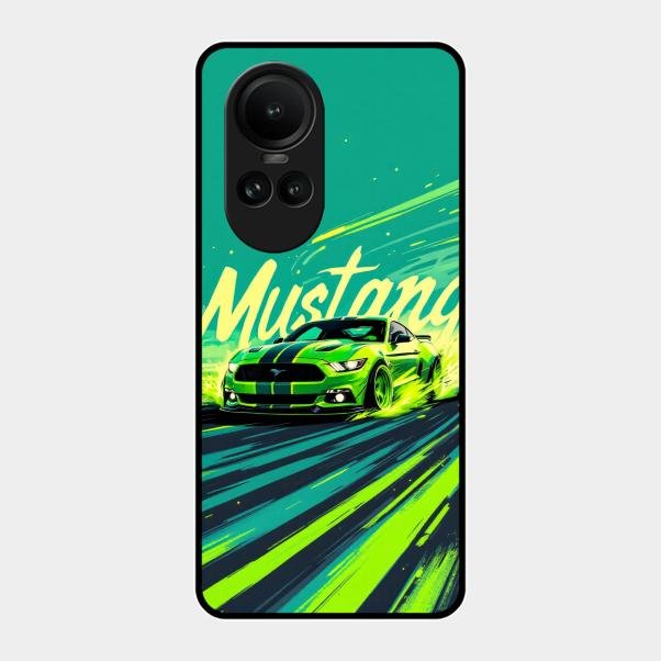 Mustang Super Sports Car Glass Case Cover For Oppo Reno 10 5G