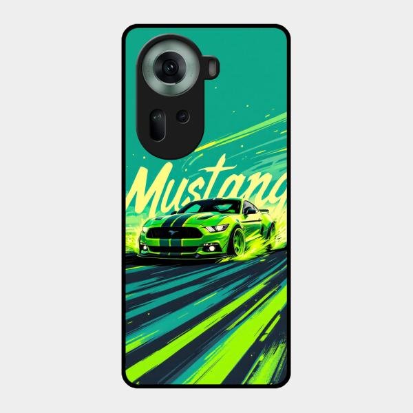 Mustang Super Sports Car Glass Case Cover For Oppo Reno 11 5G
