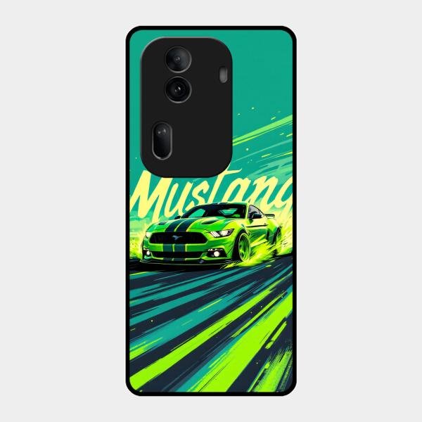 Mustang Super Sports Car Glass Case Cover For Oppo Reno 11 Pro 5G