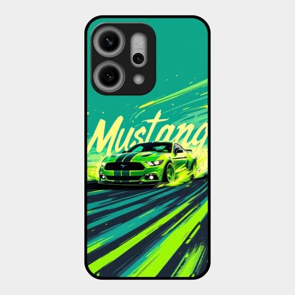 Mustang Super Sports Car Glass Case Cover For Oppo Reno 14 Pro 5G