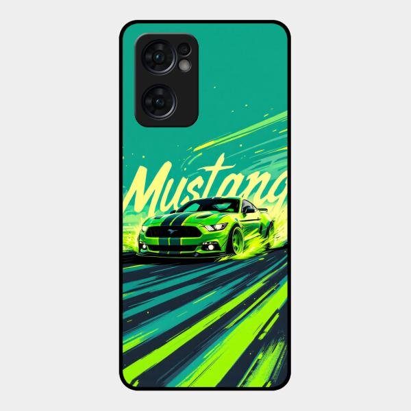Mustang Super Sports Car Glass Case Cover For Oppo Reno 7 5G