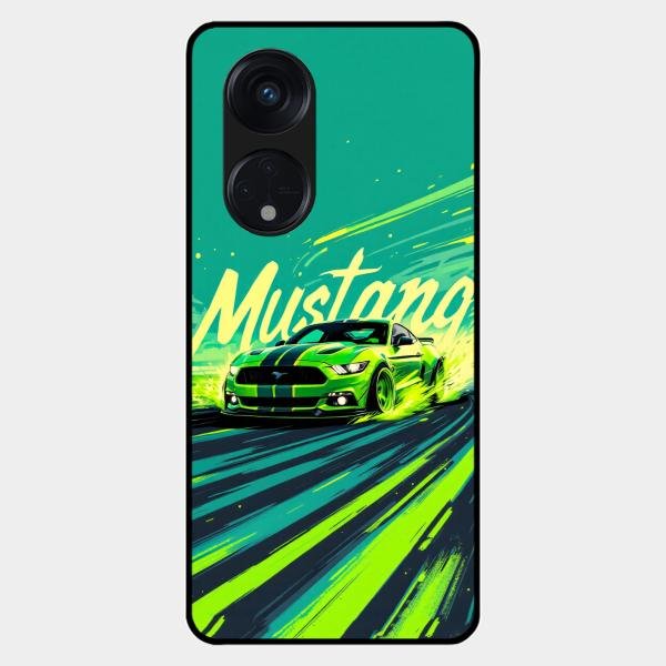 Mustang Super Sports Car Glass Case Cover For Oppo Reno 8T 5G