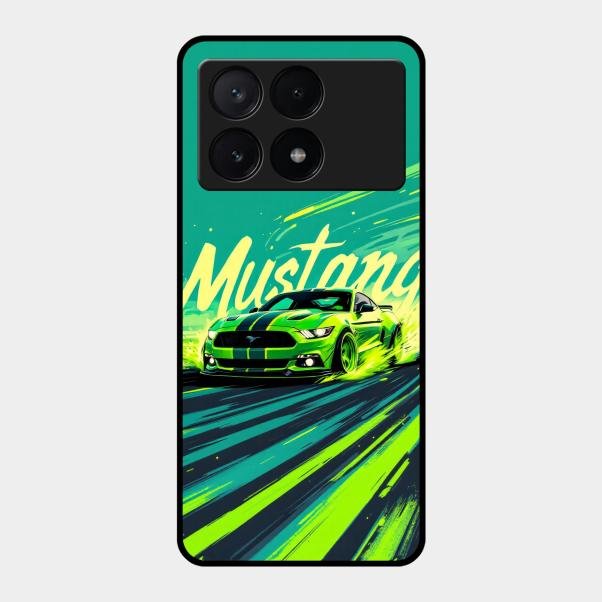 Mustang Super Sports Car Glass Case Cover For Poco X6 Pro 5G
