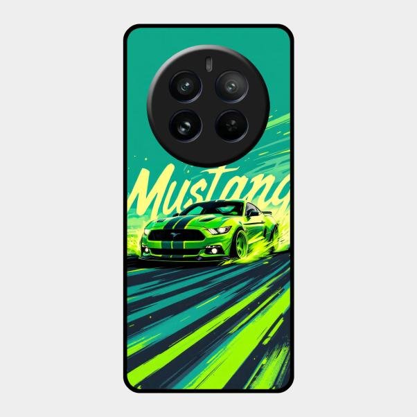 Mustang Super Sports Car Glass Case Cover For Realme 12 Pro Plus 5G