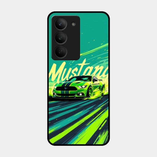 Mustang Super Sports Car Glass Case Cover For Realme 14X 5G