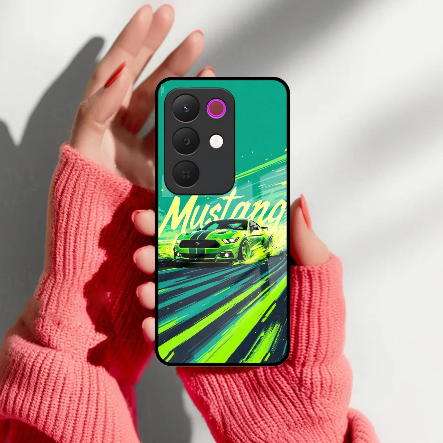 Mustang Super Sports Car Glass Case Cover For Realme