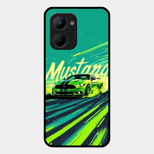 Mustang Super Sports Car Glass Case Cover For Realme C33 2023