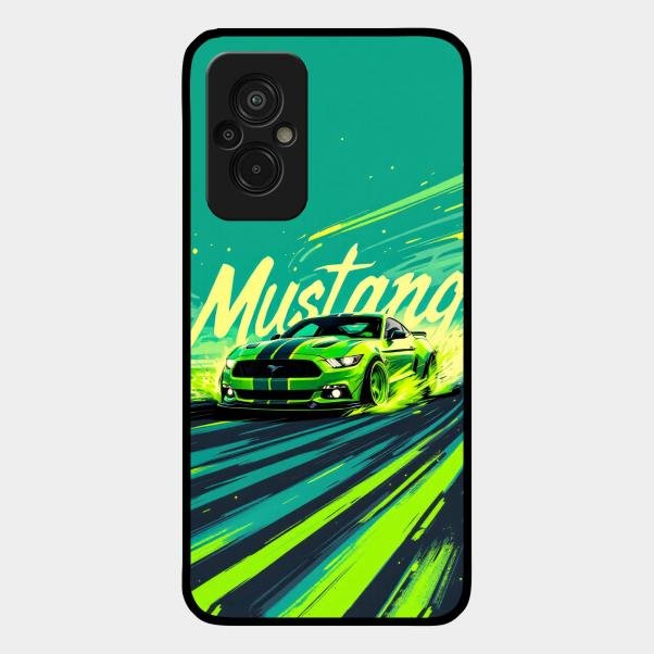Mustang Super Sports Car Glass Case Cover For Redmi 11 Prime 4G