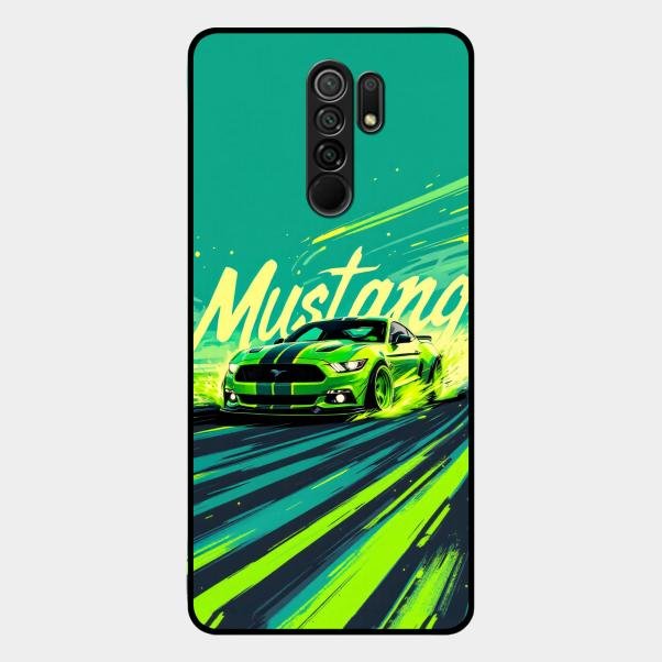 Mustang Super Sports Car Glass Case Cover For Redmi 9 Prime