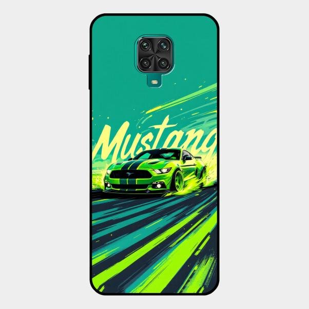 Mustang Super Sports Car Glass Case Cover For Redmi Note 10 Lite