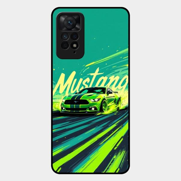 Mustang Super Sports Car Glass Case Cover For Redmi Note 11 Pro Plus 5G