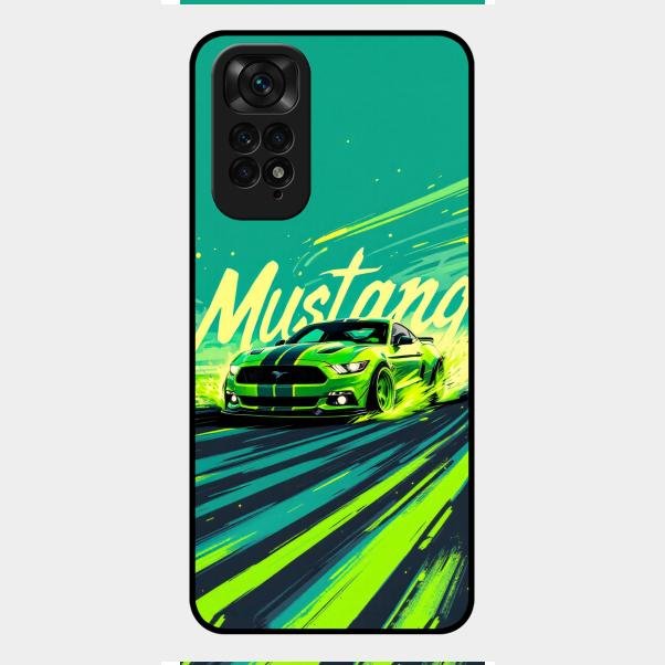 Mustang Super Sports Car Glass Case Cover For Redmi Note 11