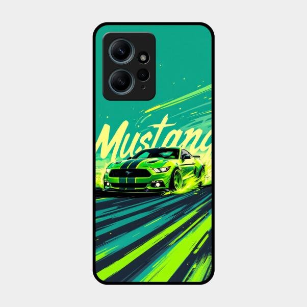 Mustang Super Sports Car Glass Case Cover For Redmi Note 12 4G