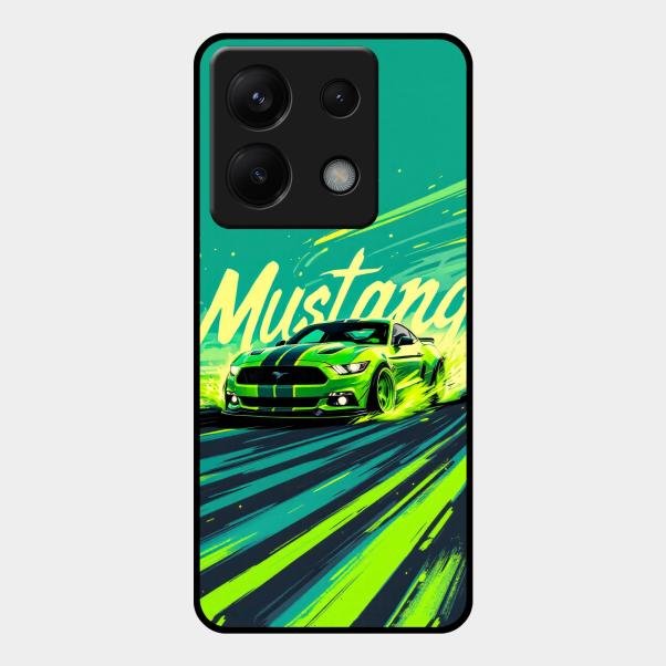 Mustang Super Sports Car Glass Case Cover For Redmi Note 13 Pro 5G