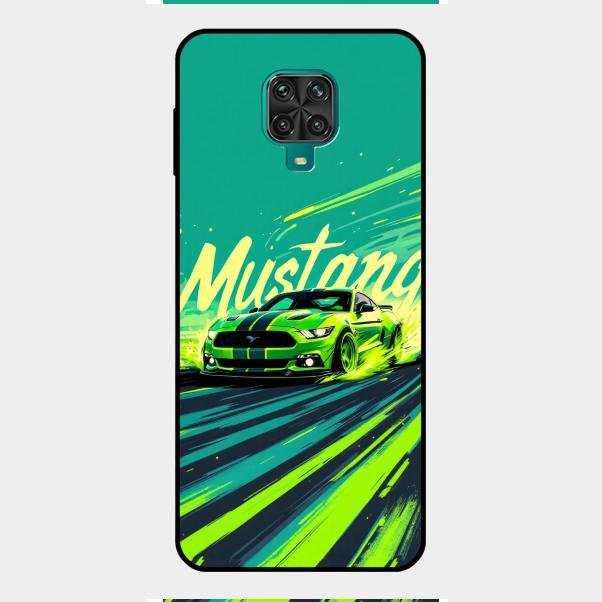Mustang Super Sports Car Glass Case Cover For Redmi Note 9 Pro