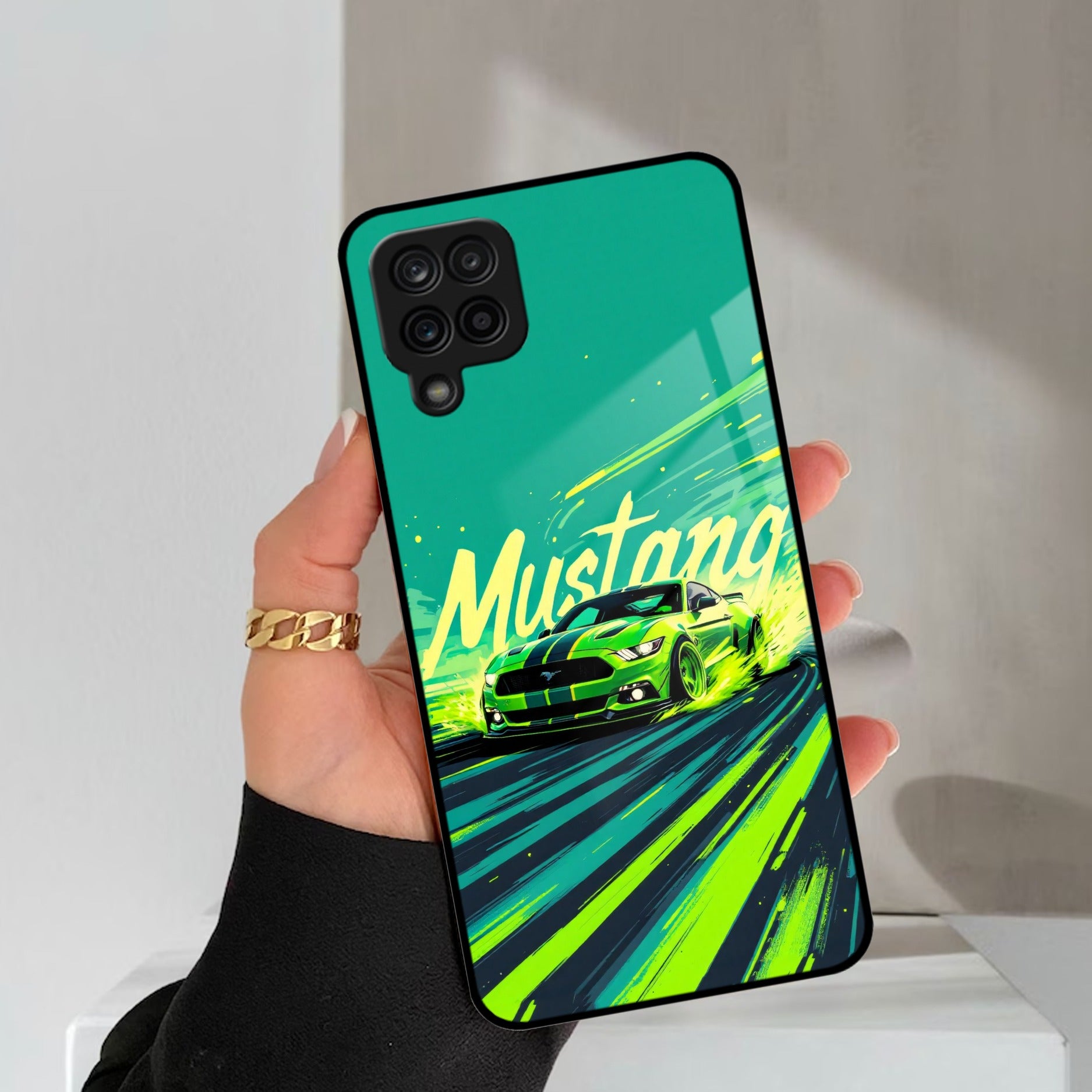 Mustang Super Sports Car Glass Case Cover For Samsung Galaxy M42 5G