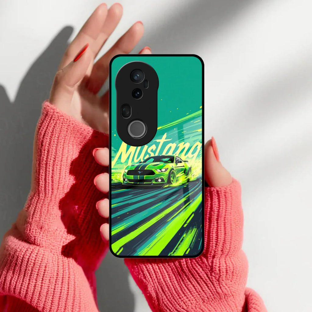 Mustang Super Sports Car Glass Case Cover For Vivo - ShopOnCliQ