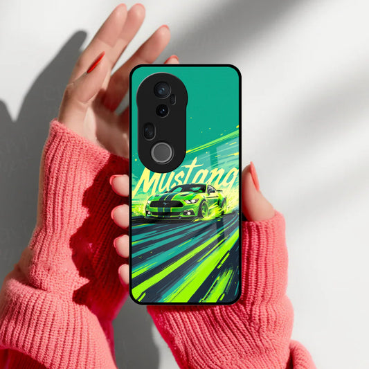 Mustang Super Sports Car Glass Case Cover For Vivo