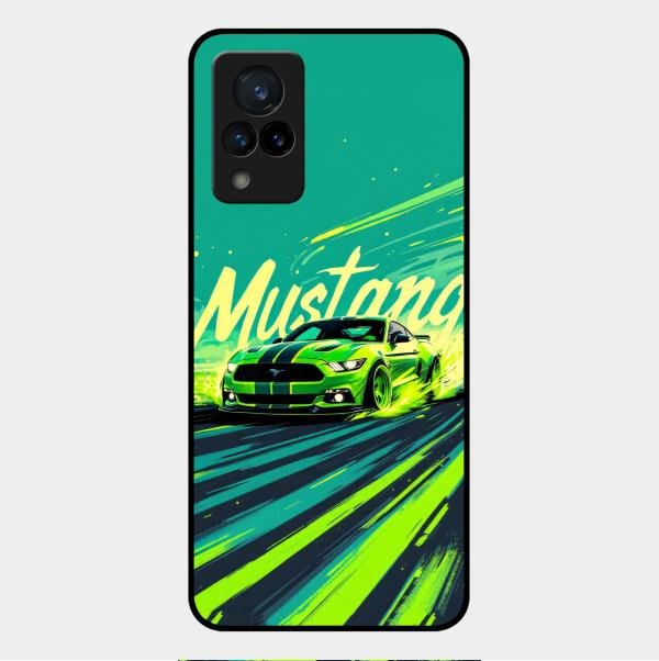 Mustang Super Sports Car Glass Case Cover For Vivo V21 5G