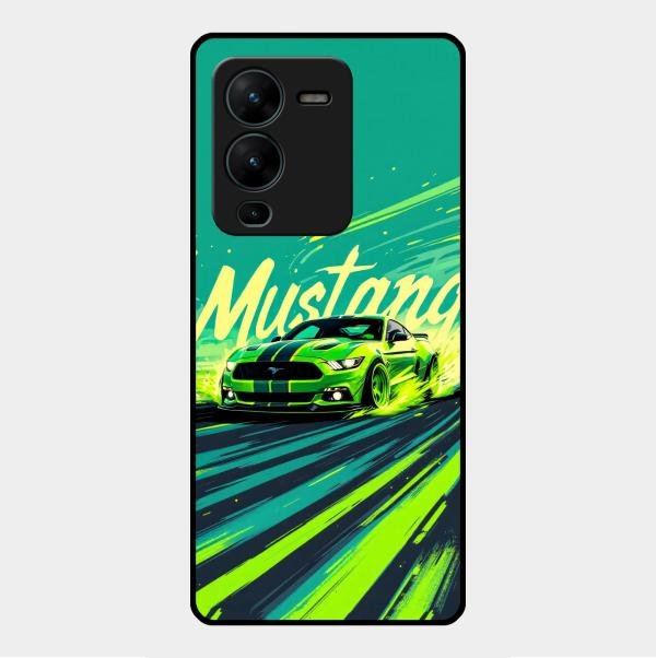 Mustang Super Sports Car Glass Case Cover For Vivo V25 Pro 5G