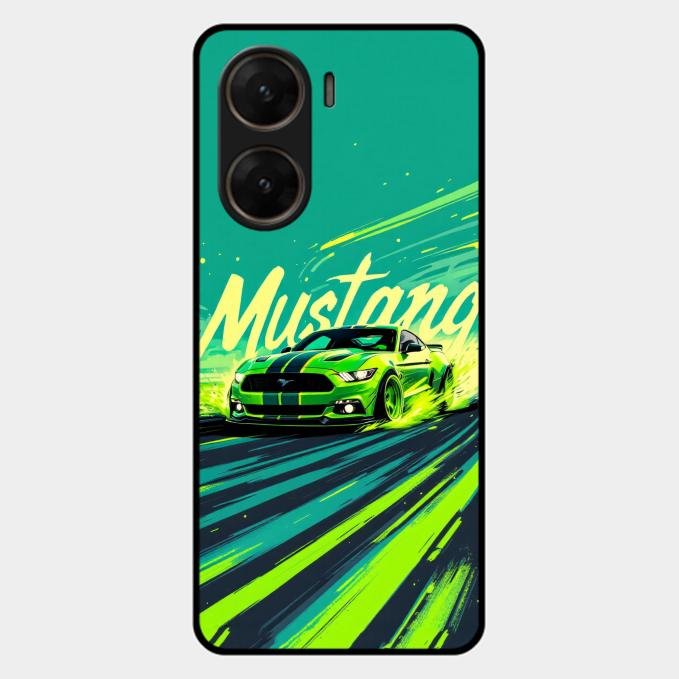 Mustang Super Sports Car Glass Case Cover For Vivo V29E 5G