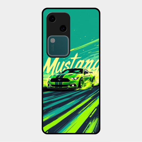Mustang Super Sports Car Glass Case Cover For Vivo V30 5G