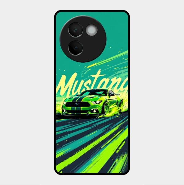 Mustang Super Sports Car Glass Case Cover For Vivo V30E 5G