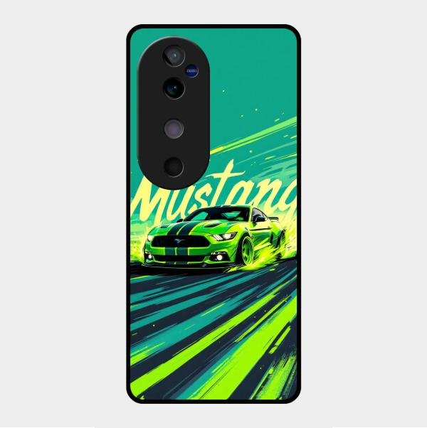 Mustang Super Sports Car Glass Case Cover For Vivo V40 5G