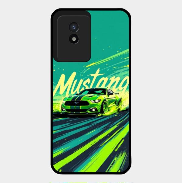 Mustang Super Sports Car Glass Case Cover For Vivo Y02T